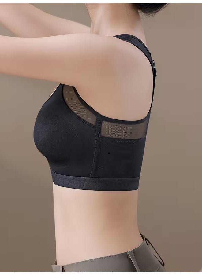 Zeemey Sports bra with front buttons to make big breasts look smaller; breathable and comfortable innerwear for running and yoga; no underwire, adjustable bra - Image 3